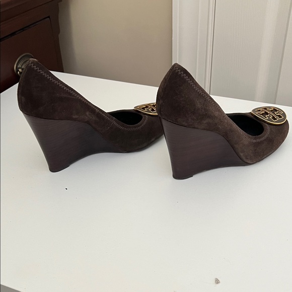 Tory Burch Dark Brown Suede Wedges - Picture 2 of 3